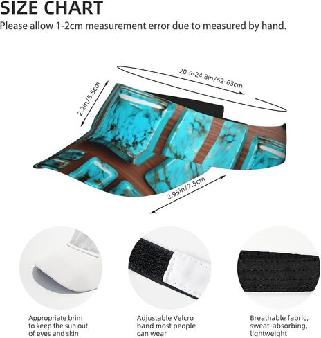 Bright Aqua Blue Turquoise Print Sports Sun Visor Hats Adjustable Running Golf Tennis Sun Cap for Women Men in Saudi Arabia