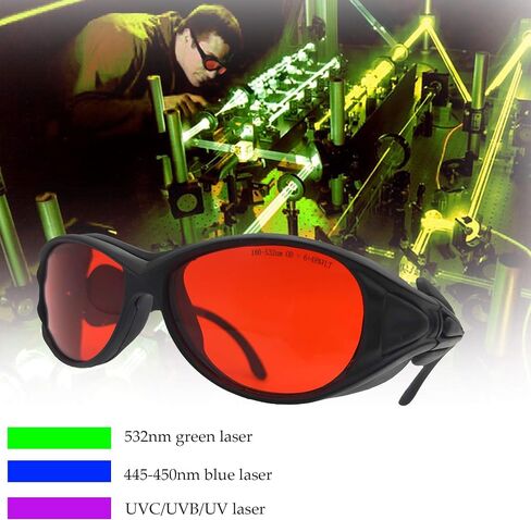 نظارات أمان الليزر JILERWEAR OD 6+ لليزر 180-532 نانومتر بنفسجي / أزرق / أخضر | لليزر البنفسجي والأزرق والأخضر بما في ذلك. 405/445/450/473/532 نانومتر؛ استخدام آلة النقش in Kuwait