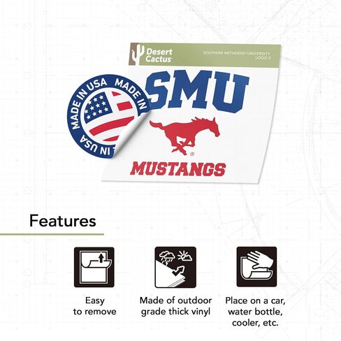 ملصق جامعة صبار الصحراء الجنوبية الميثودية SMU موستانج ملصق حائط من الفينيل‏ للكمبيوتر المحمول زجاجة مياه سجل قصاصات السيارة (IND 5) in Kuwait