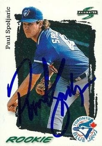 Autograph Warehouse 104171 Paul Spoljaric Autographed Baseball Card Toronto Blue Jays 1995 Score Rookie No. 308 in Kuwait