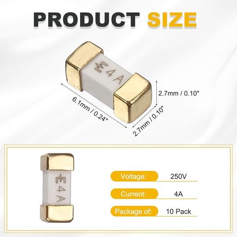 MECCANIXITY 10 عبوات 250 فولت 30 أمبير جهاز تثبيت على السطح، تركيب سطحي سريع المفعول 1808/2410/6125 صمامات سيراميك مربعة لأجهزة البطارية ونظام الاتصالات على الحماية الحالية، ذهبي in Kuwait