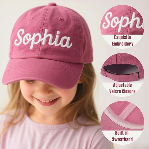 Custom Toddler Baseball Cap with Name, Personalized Embroidered Baseball Hats for Kid, Girl Boy Birthday Christmas Daily Gift in Kuwait