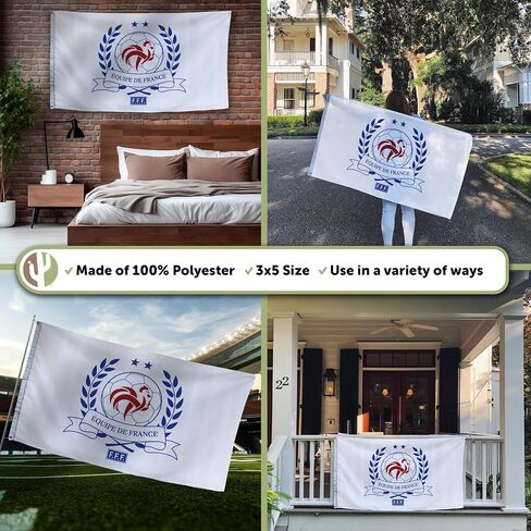 Desert Cactus French Football Federation Flag - 3 x 5 Feet FFF Football Soccer Banner, Indoor/Outdoor Durable Fabric, 100% Polyester Design (Design D1) in Kuwait