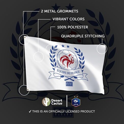 Desert Cactus French Football Federation Flag - 3 x 5 Feet FFF Football Soccer Banner, Indoor/Outdoor Durable Fabric, 100% Polyester Design (Design D1) in Kuwait