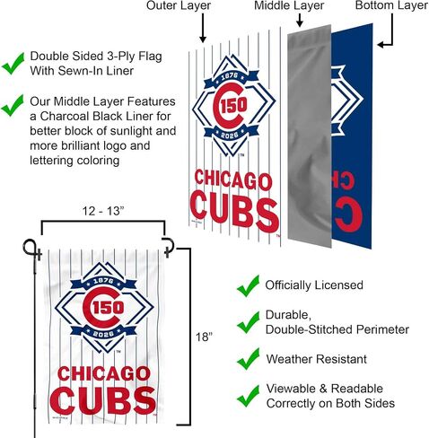 Chicago Baseball 150th Anniversary Double Sided Garden Flag in Kuwait