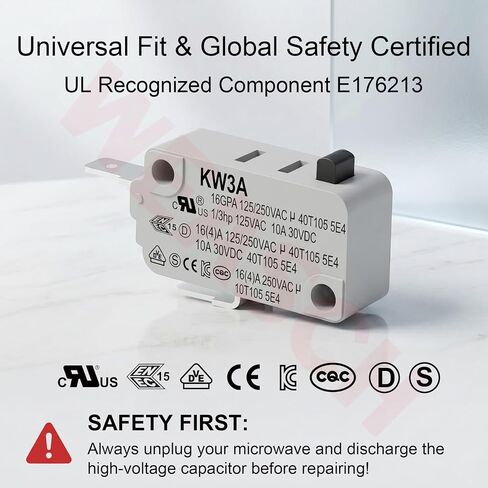 KW3A Microwave Oven Door Switch, 4 Normally Open 2 Normally Closes | 16A 125/250V Door Interloc, UL Recognized Component, 6 Pack in Kuwait