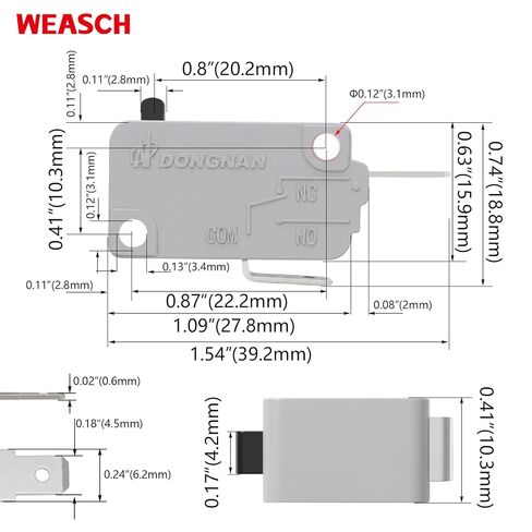 KW3A Microwave Oven Door Switch, 4 Normally Open 2 Normally Closes | 16A 125/250V Door Interloc, UL Recognized Component, 6 Pack in Kuwait