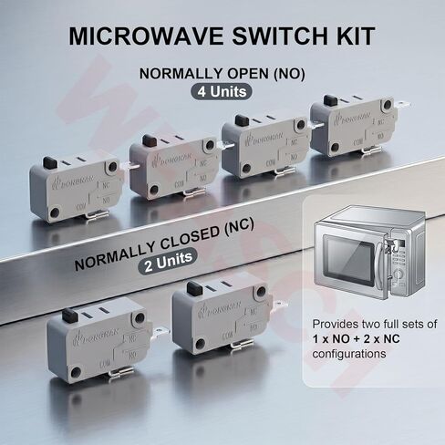 KW3A Microwave Oven Door Switch, 4 Normally Open 2 Normally Closes | 16A 125/250V Door Interloc, UL Recognized Component, 6 Pack in Kuwait