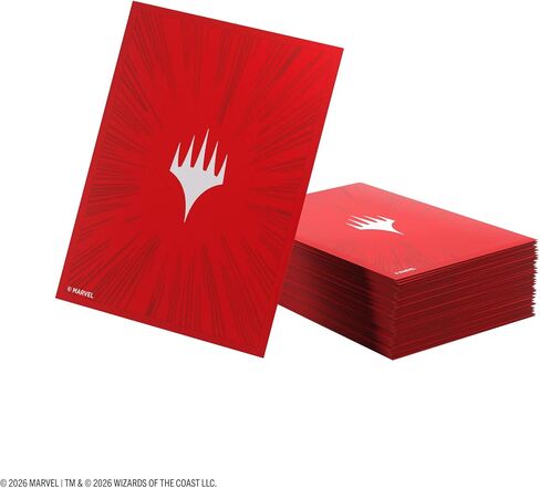 Gamegenic Magic: The Gathering Marvel Super Heroes Premium Double Sleeveing ​​Pack 100 - مجموعة واقي سطح السفينة باللون الأحمر الهزلي مع أكمام فنية وأكمام داخلية لبطاقات قائد MTG in Kuwait