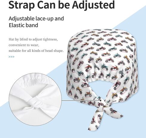 Vivid Colorful Motorcycle Print Scrub Caps Women Men, Nurse Cap Surgical Caps Scrub Hats for Women Men, Adjustable Working Cap with Sweatband in Kuwait
