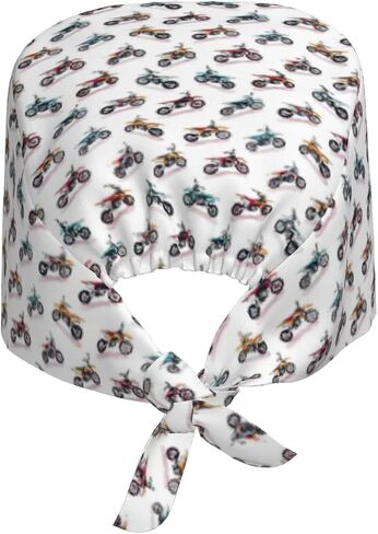 Vivid Colorful Motorcycle Print Scrub Caps Women Men, Nurse Cap Surgical Caps Scrub Hats for Women Men, Adjustable Working Cap with Sweatband in Kuwait
