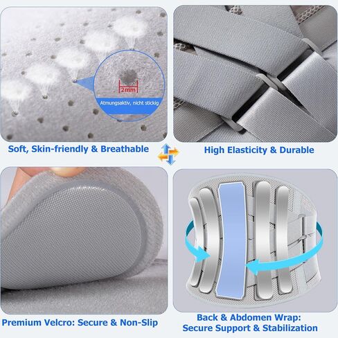 TESETON Back Brace for Lower Back Pain Men Women 05-L | Lumbar Support Belt for Lower Back Pain with 3-Layer Adjustable Straps, Mesh for Herniated Disc,Sciatica,Scoliosis in Kuwait