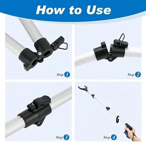 أداة Grabber Reacher مقاس 43 بوصة، أداة التقاط Reacher Grabber قابلة للطي مع فك ومغناطيس يدوران 360 درجة، أداة التقاط علوية طويلة للغاية، أدوات التقاط خفيفة الوزن لكبار السن (أزرق) in Kuwait