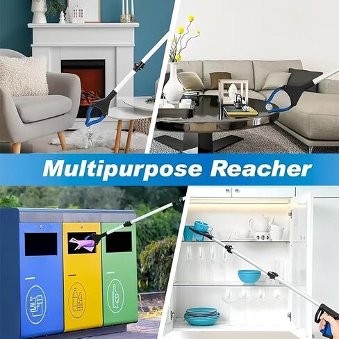 أداة Grabber Reacher مقاس 43 بوصة، أداة التقاط Reacher Grabber قابلة للطي مع فك ومغناطيس يدوران 360 درجة، أداة التقاط علوية طويلة للغاية، أدوات التقاط خفيفة الوزن لكبار السن (أزرق) in Kuwait
