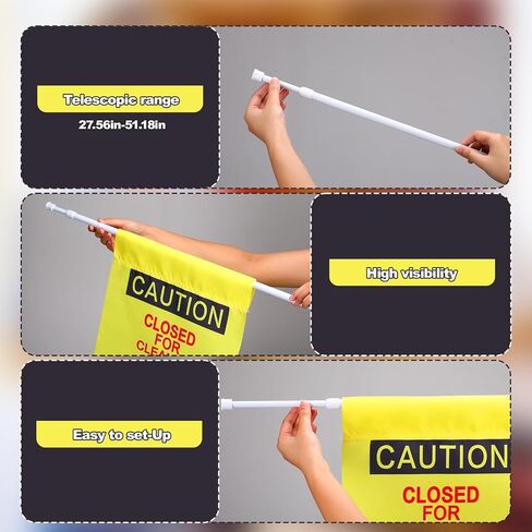 Fanfanwin 8 Pack Restroom Closed for Cleaning Sign with English and Spanish Text Yellow Commercial Door Barricade Sign with Telescopic Pole Hanging Doorway Safety Banner for Janitors Restroom Bathroom in Kuwait