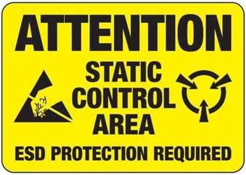 تنبيه - منطقة التحكم الثابتة تتطلب حماية ESD السلامة والامتثال - متوافقة مع OSHA وANSI وعلامة قصدير معدنية قابلة للقفل - 12 × 16 بوصة in Kuwait
