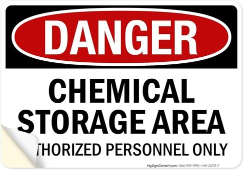 OSHA Danger Chemical Storage Area Authorized Personnel Only Sign, 10x7 Inches, 4 Mil Vinyl Decal Stickers Weather Resistant, Made in USA by My Sign Center in Kuwait