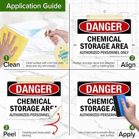 OSHA Danger Chemical Storage Area Authorized Personnel Only Sign, 10x7 Inches, 4 Mil Vinyl Decal Stickers Weather Resistant, Made in USA by My Sign Center in Kuwait