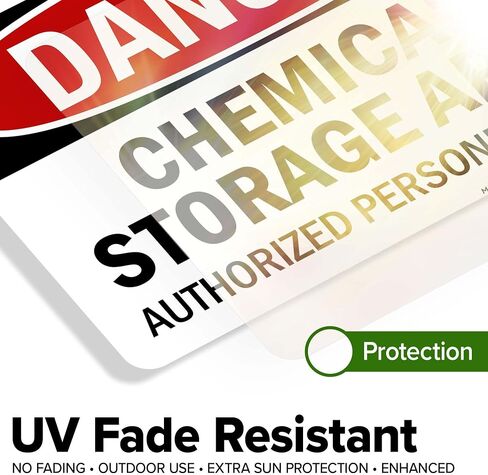 OSHA Danger Chemical Storage Area Authorized Personnel Only Sign, 10x7 Inches, 4 Mil Vinyl Decal Stickers Weather Resistant, Made in USA by My Sign Center in Kuwait