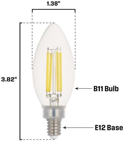 إضاءة Westinghouse 5358000 5.5 وات (ما يعادل 100 وات) B11 لمبة إضاءة LED ذات خيوط شفافة قابلة للتعتيم، قاعدة الشمعدانات in Kuwait