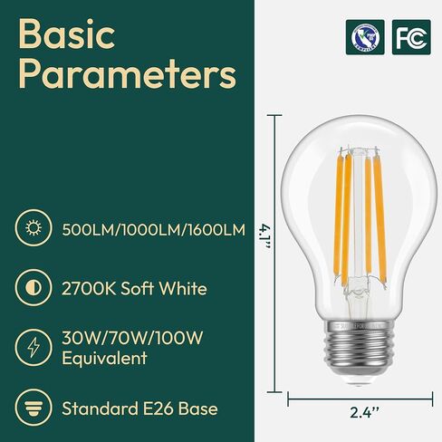 ALAMPEVER 3 Way Light Bulbs 2 Pack, 30/70/100W Equivalent, Bright A19 LED Light Bulb, 2700K Soft White, 500/1000/1600LM, 4/8/12W, E26 Base, Non-Dimmable, ldeal for Living Room, Entryway, Home Office in Kuwait