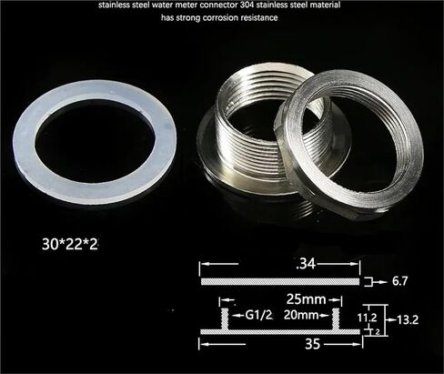 3/4"1"1.2"1.5"2 Inch Stainless Steel Pipe Fitting Water Tank Hole Drainer Connector Water Bucket Water Tower Joint(1l2F M25mm silicone) in Kuwait