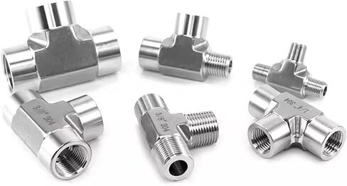 1/8" 1/4" 3/8" 1/2" 3/4" 1" BSPP NPT Female Male Thread Tee 3 Way 304 316 Stainless Steel High Pressure Forging Pipe Fitting(316 NPT1I2 Female) in Kuwait