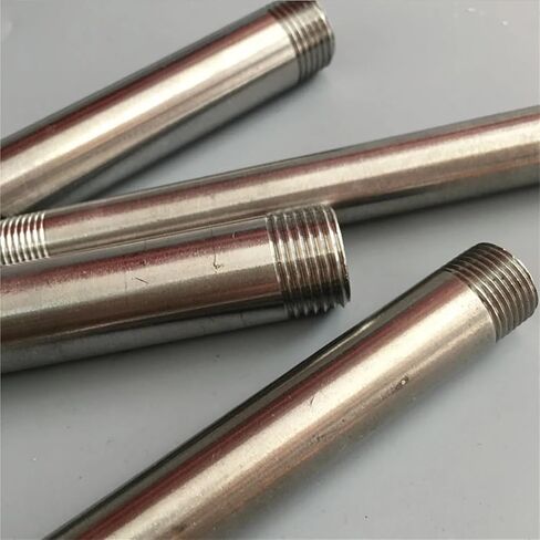 1/8" 1/4" 3/8" 1/2" 3/4" 1" 1-1/4" 1-1/4" 2" BSPT Euqal Male Round Nipple 100mm Length 304 Stainless Steel Pipe Fitting Water(100MM_3/8") in Kuwait