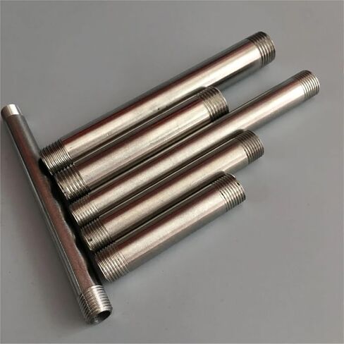 1/8" 1/4" 3/8" 1/2" 3/4" 1" 1-1/4" 1-1/4" 2" BSPT Euqal Male Round Nipple 100mm Length 304 Stainless Steel Pipe Fitting Water(100MM_3/8") in Kuwait