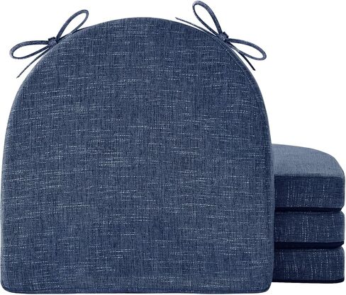 IPYNBAP Chair Cushions for Dining Chairs, Kitchen Chair Cushions, 16'' x 16'' x 2'', Non Slip Indoor Seat Cushions, Chair Pads for Dining Chairs with Ties & Removable Cover, Set of 4, Navy in Kuwait