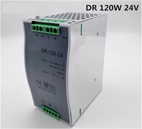 120 واط 24 فولت تحويل التيار الكهربائي الدين السكك الحديدية نوع إخراج واحد DR120W-24V 5A لوازم لشريط Led in Kuwait