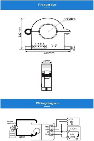 12-28Vdc 220VAC 50 مللي متر حلقة مغلقة محولات تيار متردد صغيرة 100A 200A 300A 400A 500A 600A(0-3000 DC-220VAC-OUT 0-5VDC) in Kuwait