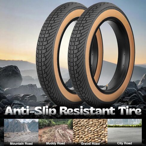 إطارات دراجة سميكة مقاس 20x4.0 مكونة من قطعتين - إطارات دراجات ودراجات إلكترونية لجميع التضاريس مع مداس كتلة ضحلة لقبضة فائقة، وتشتيت ممتاز للمياه in Kuwait