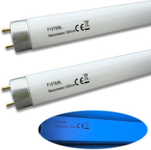 لمبة إضاءة فلورسنت سوداء 18 بوصة F25T8/350BL/أسود متوافقة مع 18 بوصة F15T8/BL Quantum 365nm، مصباح أزرق T8 أنبوب 15 وات، قاعدة G13 ثنائية الدبوس (عبوتان) in Kuwait