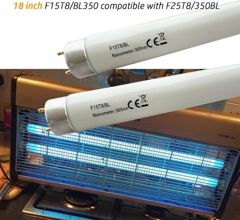 لمبة إضاءة فلورسنت سوداء 18 بوصة F25T8/350BL/أسود متوافقة مع 18 بوصة F15T8/BL Quantum 365nm، مصباح أزرق T8 أنبوب 15 وات، قاعدة G13 ثنائية الدبوس (عبوتان) in Kuwait