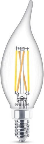 فيليبس LED 75 وات BA11 3 عبوات فائقة الوضوح باللون الأبيض الناعم (2700 ك) 700 لومن (6.6 وات = 75 وات) لمبات إضاءة شمعدان شفافة خالية من الوميض تناسب مقابس E26 أو E12 in Kuwait