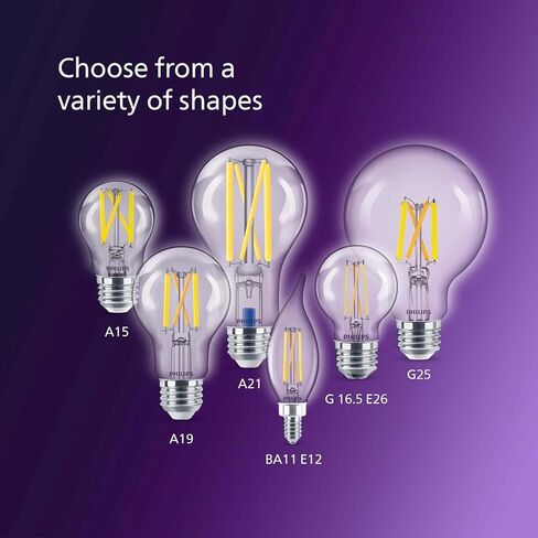فيليبس LED 75 وات BA11 3 عبوات فائقة الوضوح باللون الأبيض الناعم (2700 ك) 700 لومن (6.6 وات = 75 وات) لمبات إضاءة شمعدان شفافة خالية من الوميض تناسب مقابس E26 أو E12 in Kuwait