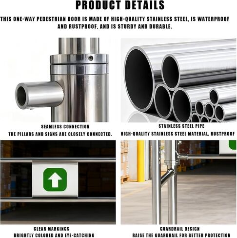 Automatic Rebound Swing Gate Wide Stainless Steel Entrance Manual Door，Automatic Self-Closing Swing Gate, Stainless Steel Safety Door for Supermarkets & Industrial Fences - Durable, Secure E in Kuwait