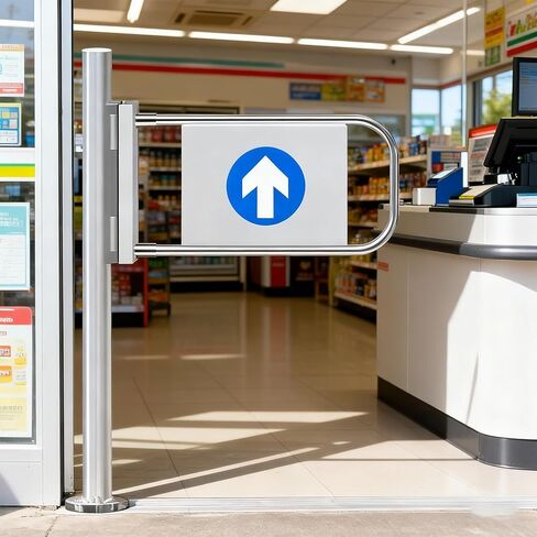 بوابة تأرجح أوتوماتيكية ذات مدخل عريض من الفولاذ المقاوم للصدأ، باب يدوي، بوابة تأرجح أوتوماتيكية من الفولاذ المقاوم للصدأ - حاجز ثنائي الاتجاه مع ميزة أمان ذاتية الإغلاق لمحلات السوبر ماركت، يدوي 180 درجة ف in Kuwait