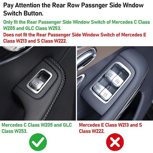 زر تبديل النافذة الجانبية للراكب الأمامي TTCR-II لسيارة Mercedes C Class W205 2015-2021 GLC Class 2016-2022، قطعة واحدة من زر التحكم في نافذة الراكب الأيمن لسيارة Mercedes E Class 2017-2023 S Class 2014-2020 in Kuwait