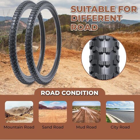 قطعتان من إطارات الدراجة مقاس 24 × 2.125 مقاس 57-507 مقاس 24 بوصة للجبال، وMTB، والطرق الوعرة، والدراجات الهجينة، وإطارات الفاصلة (M-056) in Kuwait