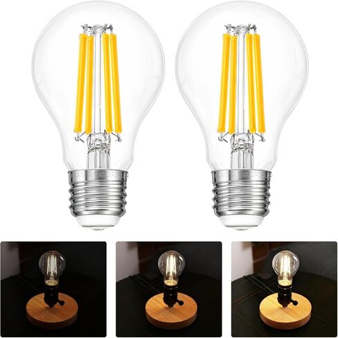 FLSNT 3 Way LED Light Bulb E26 Standard Base، 50W 100W 150W يعادل، 3-Way Dimmable A23 LED لمبات الإضاءة الشفافة، 2700K أبيض ناعم، 800lm-1600lm-2200lm 2 Pack in Kuwait
