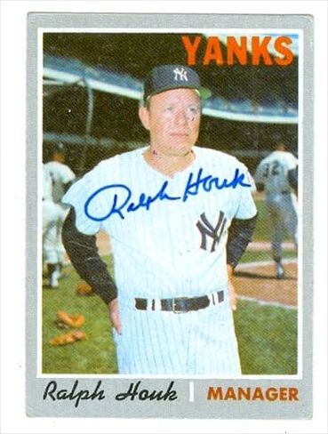 Autograph Warehouse 37879 Ralph Houk Autographed Baseball Card New York Yankees 1970 Topps No. 273 67 in Kuwait