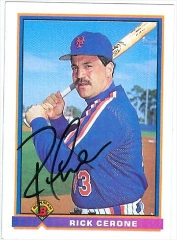 Autograph Warehouse 38026 Rick Cerone Autographed Baseball Card New York Mets 1991 Topps Bowman No. 468 67 in Kuwait