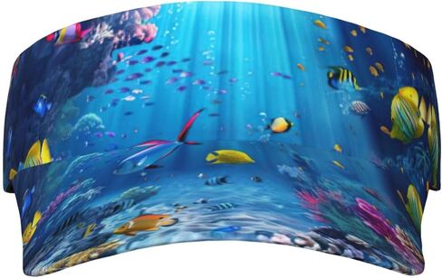 Colorful Ocean Theme Print Sports Sun Visor Hats Adjustable Running Golf Tennis Sun Cap for Women Men in Saudi Arabia