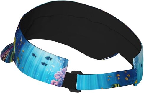 Colorful Ocean Theme Print Sports Sun Visor Hats Adjustable Running Golf Tennis Sun Cap for Women Men in Saudi Arabia