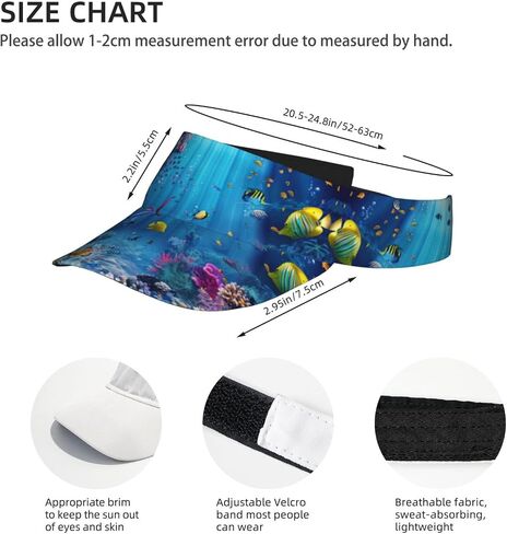 Colorful Ocean Theme Print Sports Sun Visor Hats Adjustable Running Golf Tennis Sun Cap for Women Men in Saudi Arabia