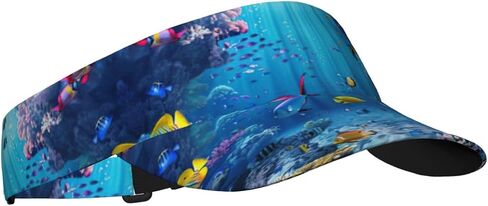 Colorful Ocean Theme Print Sports Sun Visor Hats Adjustable Running Golf Tennis Sun Cap for Women Men in Saudi Arabia