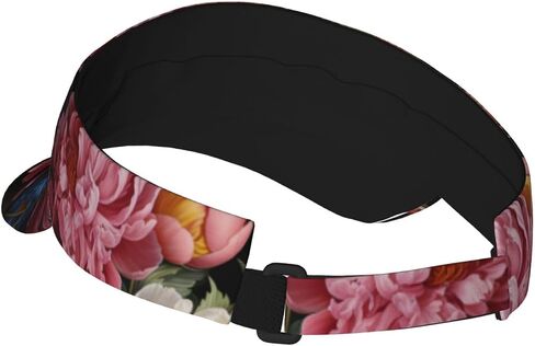 Garden Peony Print Sports Sun Visor Hats Adjustable Running Golf Tennis Sun Cap for Women Men Black in Saudi Arabia