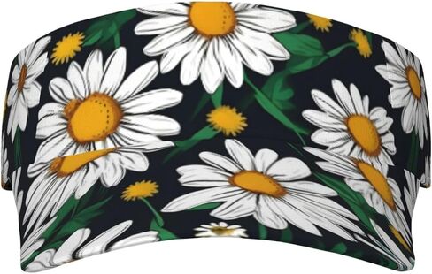Floral Flowers Daisies Print Sports Sun Visor Hats Adjustable Running Golf Tennis Sun Cap for Women Men Black in Saudi Arabia